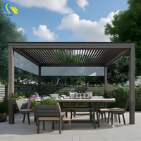 Pergola bioclimatique motorisée en aluminium avec lames orientables, résistante à la pluie et au vent, pour un usage moderne en jardin, auvent ou patio.