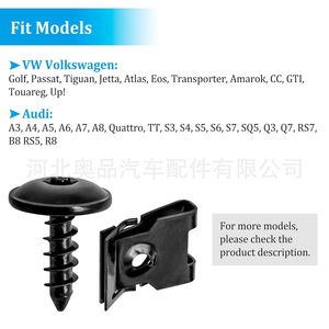 Clip de tornillo para moldura de arco de rueda de coche, acero negro, para Volkswagen, Audi, Skoda, Porsche N90974701 N91160401 - Product Image 5