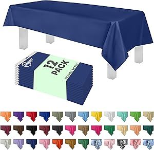 Blue Disposable Rectangle <b>Plastic</b> Tablecloth with Slide Cutter Offset Printed Design Moisture Proof LDPE for Weddings & Parties - Product Image 2