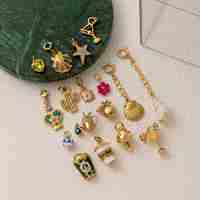 Breloques en acier inoxydable plaqué or 18 carats, style tendance, imitation perle mignonne, pendentifs DIY pour la fabrication de colliers et bijoux, vente en gros