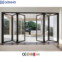 GONHO Porte pliante en plexiglas Panneau de verre Design de sécurité Cadre mince Porte en aluminium Porte pliante Entrée Porte extérieure