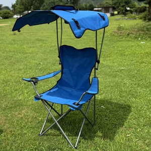 Chaise de pêche avec cadre métallique et pare-soleil, chaise de <span class=keywords><strong>camping</strong></span> et de plage d'extérieur avec dossier pare-soleil, design pliable, <span class=keywords><strong>fauteuil</strong></span> portable - Product Image 2