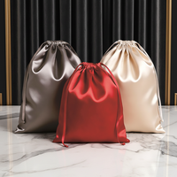 Sac plat à cordon en satin personnalisé multi-usages pour sous-vêtements, sac à perruque en satin de soie, sac soyeux haut de gamme