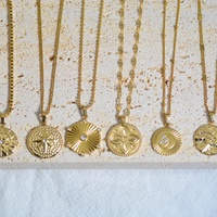 Bijoux personnalisés DIY Collier chaîne à maillons en acier inoxydable plaqué or Pendentif en pierre naturelle en émail géométrique Accessoires