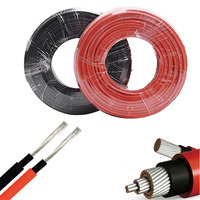 Câble solaire en cuivre rouge noir avec conducteur en cuivre PVC 6 mm 20/30/50 mètres/rouleau Câble PV pour système d'énergie photovoltaïque sans connecteur