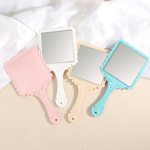 Miroir de <span class=keywords><strong>maquillage</strong></span> vintage en plastique, miroir carré orné avec poignée, esthétique, couleur personnalisée, logo, vente en gros, en vrac - Product Image 4