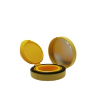 Yuecai – Boîtier vide classique rond pour fond de teint compact, fini mat, jaune, pour crème BB, avec anneau d'accentuation noir – Vente en gros
