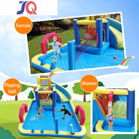 Castillo temático de jirafa inflable para niños, castillo de agua al aire libre con tobogán y gorila combinado para fiestas o negocios