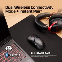 Mouse Gaming Nirkabel HyperX Pulsefire Saga Pro untuk Tangan Kanan, RGB Backlit, Ringan 72g, Optik, Dapat Diprogram, Dual Mode, Tersedia