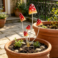 Décoration de jardin en métal en forme de champignon, fait main, pour extérieur, jardin, patio, pelouse