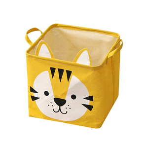 Collapsible Canvas <b>Storage</b> <b>Basket</b> <b>Square</b> Cartoon Animal Design For Kids Room Clothing Organizer With Handles Multicolor Options - Product Image 3
