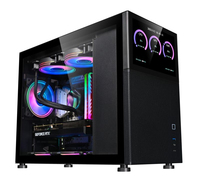 Boîtier PC gaming MATX Zeromaster Mid Tower avec écran LCD, design en verre trempé transparent et ventilateur de refroidissement ARGB