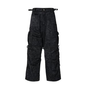 กางเกงยีนส์คาร์โก้ทรงหลวมสไตล์ลำลองแฟชั่นใหม่ แต่งขาดๆ หลายกระเป๋า ทรงตรง ผ้าหนา ซ้อนสองชั้น - Product Image 2