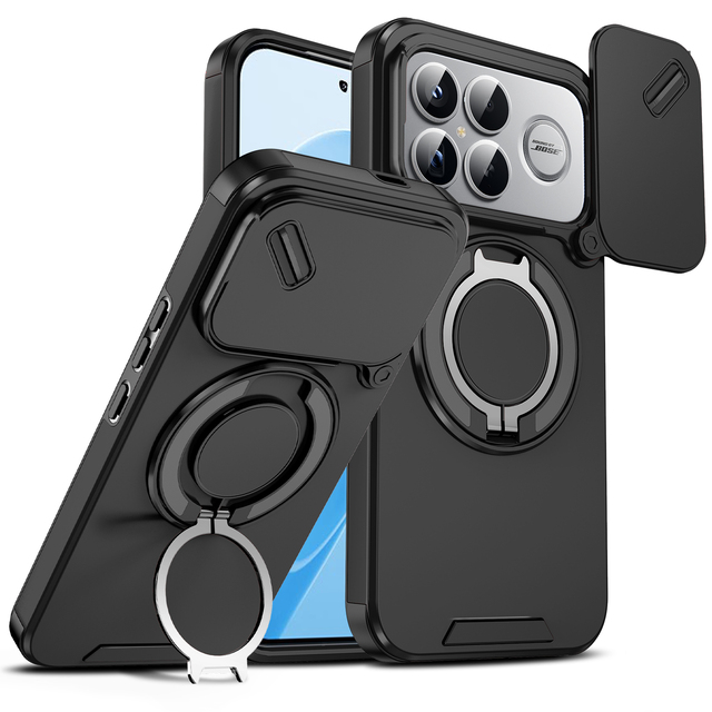 Kickstand Ring Phone Bag Case for Xiaomi POCO X8 Pro Armor Magnetic Card Holder 360 Bracket Casing Redmi Note 15 Pro + 5G case