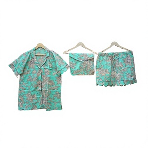 Beautiful Trending Indian Handmade Cotton Kangura Pajama Set Digital <b>Printing</b> Vintage Short Night Wear Women Autumn Wear Wooden - Product Image 1