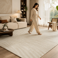 Tapis de luxe grand format beige moderne nordique imperméable et résistant aux taches pour salon et chambre à coucher