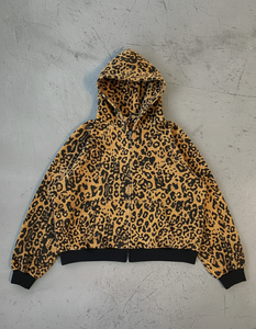 Custom 350gsm Habits Homme Top Trending Leopard Print Hoodies Luxury Blank Ribbed Design Black and <strong>White</strong> <strong>Zip</strong> <strong>up</strong> Hoodies Jackets - Product Image 6