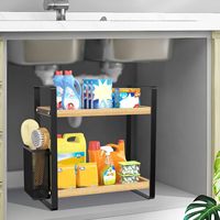 Organisateur de comptoir de salle de bain avec panier de rangement, plateau de vanité en bois, organisateurs de rangement pour salle de bain, cuisine, commode