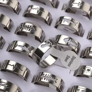 थोक सस्ते पुरुषों के स्टेनलेस स्टील के छल्ले fidget अंगूठी गहने के लिए पुरुषों और महिलाओं के गहने उपहार मिश्रित बैच की अंगूठी