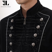 Veste Bomber Napoléon en Twill de Coton Délavé Personnalisée LARSUR, Coupe Slim, Col Montant, Style Motard, Veste Courte Hussar