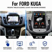 Radio para Auto con Pantalla Vertical Tesla de 10.4 Pulgadas para Ford Kuga (2013-2020), Unidad Principal Multimedia Inalámbrica con Android Auto y CarPlay, GPS, Bluetooth