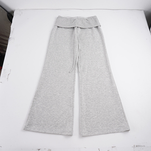 Pantalon évasé décontracté taille basse avec cordon de serrage, taille élastique, ourlet retroussé, léger, coupe ample, style Y2K streetwear pour l'été - Product Image 2