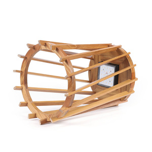 Iluminación solar <span class=keywords><strong>para</strong></span> jardín, farolillos colgantes <span class=keywords><strong>para</strong></span> el suelo del patio trasero al aire libre, con energía solar LED, fácil de instalar, marco de madera, Lámpara decorativa de estilo natural - Product Image 1