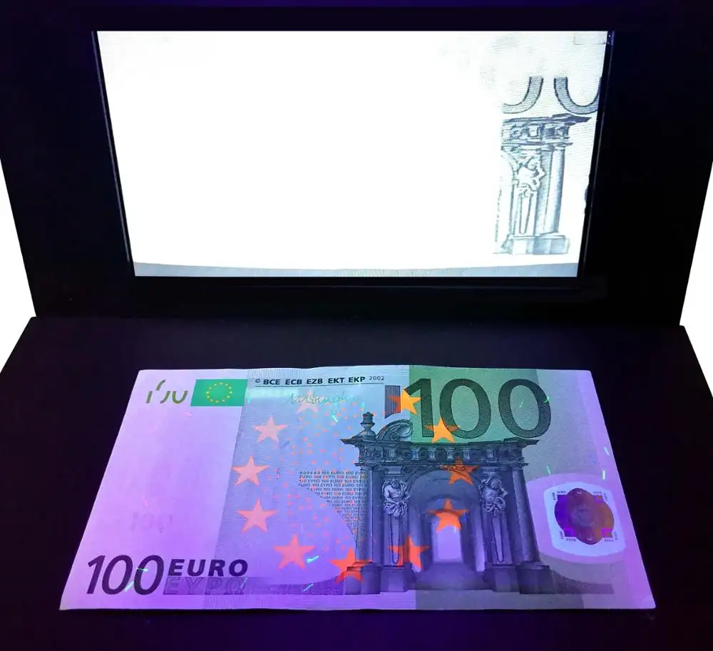 Detector de dinero, lupa de E-UVM UV MG IR, marca de agua CFA, detección de dinero, billetes de banco