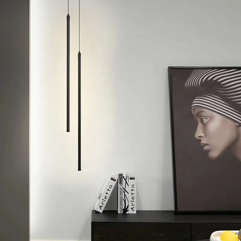 Simple style linear modern pendant light bedroom living room line shape pendant lights chandelier