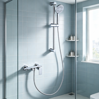 Système de douche multifonction en laiton massif chromé de qualité supérieure avec barre coulissante pour salle de bain et rénovation de douche d'hôtel