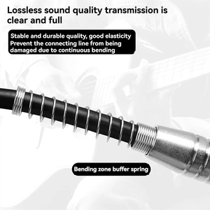 Câble de guitare 6,35 mm en gros, pas cher, 10 m, 5 m, noir, en cuir, avec tête dorée et ressort pour casque - Product Image 3