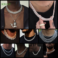 Ensemble de chaînes cubaines Maimi en argent sterling 925 avec diamants Moissanite VVS taille baguette de 18 mm personnalisés et pendentif cubain pour femme