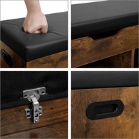 Banc de rangement à chaussures moderne en bois avec coussin et 3 compartiments, banc à chaussures d'entrée avec siège