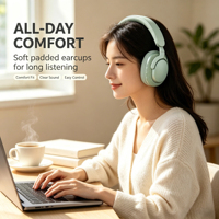 Auriculares Inalámbricos Elegantes Personalizados de PU y Tela, Auriculares Over-Ear, BT6.0, Cancelación de Ruido, Auriculares para Audiófilos