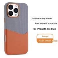 Pour iPhone 16 Pro Max étui double couleur couverture magnétique iPhones 16 Plus 15 14 13 12 fente pour carte en cuir coque de téléphone accessoires 2024