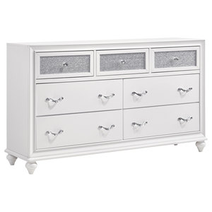 Modern White Solid Wood 7-Drawers Dresser with Lighted Mirror Luxury Bedroom Furniture - Product Image 2