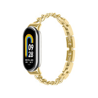 Bracelet en acier inoxydable de luxe, chaîne de mode, sangle pour Xiaomi Mi Band 8, bracelets de montre, accessoire élégant pour le poignet