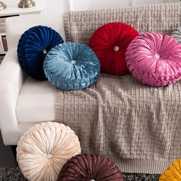 Solid Color Velvet Chair Cushion Couch Pumpkin Throw Pillow Home Decorative Floor Pillow, Made in China