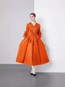 Vestido Midi de Jacquard Elegante con Cintura Natural para Mujer, Estilo Vintage, con Solapa Floral de Lujo, para Fiesta o Graduación, Nueva Llegada - Product Image 4