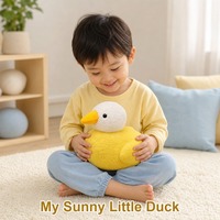 Peluche Canard Jaune Adorable avec Tête Crème et Poils Bouclés, Animal en Peluche Doux pour Décoration de Chambre de Bébé Printanière et Cadeau Confortable pour Bébé