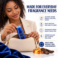 Baume de parfum solide Oud Ambre Marque Blanche Sans Alcool, Parfum de Poche avec Huile de Jojoba, Beurre de Karité et Vitamine E