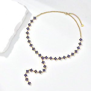 Xingbadu Modische Luxus-Halskette mit 18K PVD-Goldbeschichtung, Anlaufgeschützt, Wasserdicht, Edelstahl-Gliederkette, Y-förmig mit Vierblättrigem Kleeblatt - Product Image 5