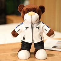 Peluche ours populaire en forme de casque de moto, figurine décorative pour moto, jouet en peluche ours à tirer, pendentif pour coffre de moto, cadeau en gros