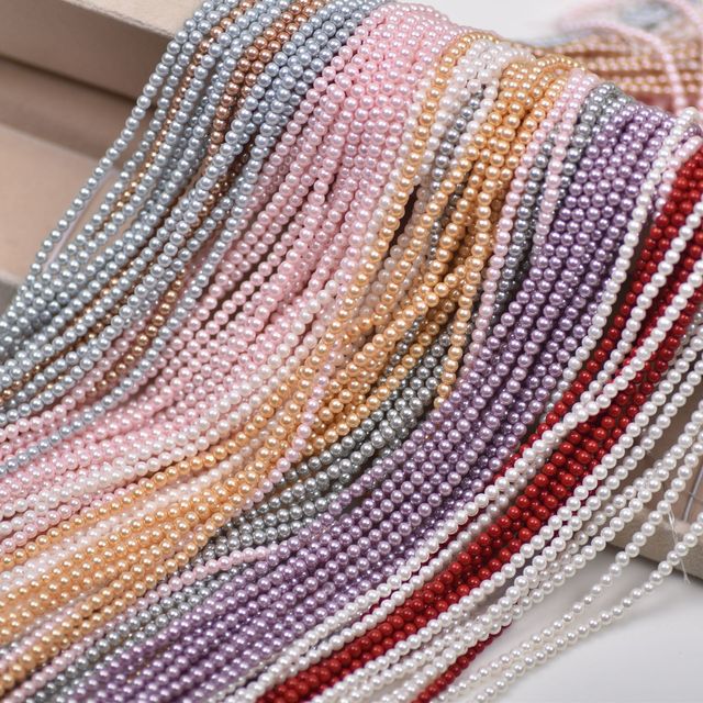 3mm  White Imitation Shell Pearl Glass Tiny  Loose Beads for DIY Jewelry Making