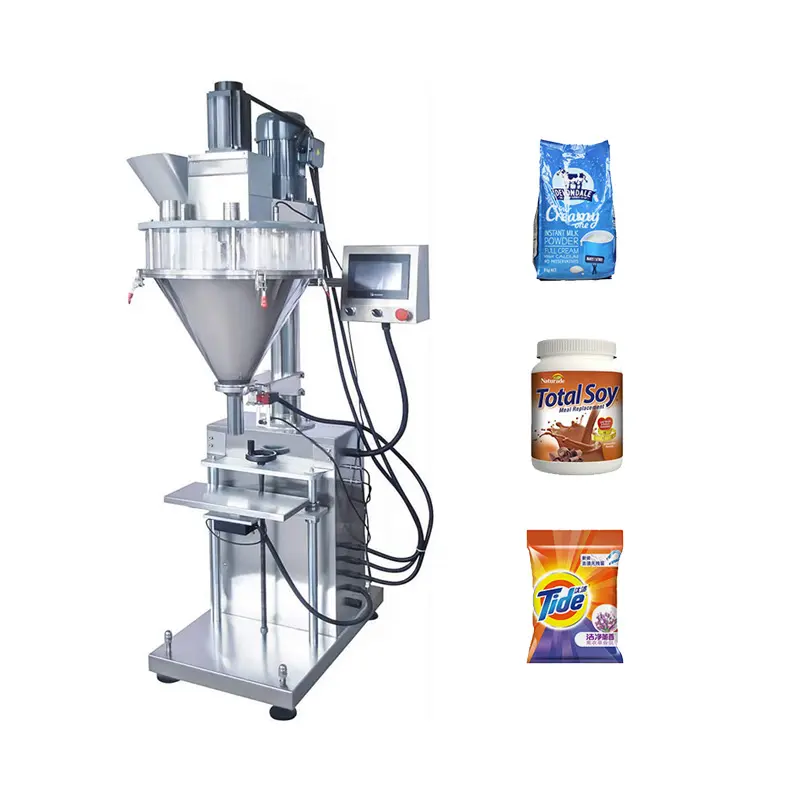 ऑटो बरमा अर्ध स्वचालित पैकिंग मसाला उर्वरक तालक कॉफी दूध खाद्य पेय के लिए पाउच शुष्क पाउडर भरने की मशीन