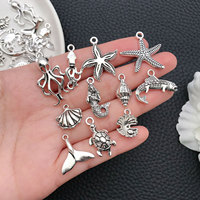 Breloques en alliage étoile de mer et hippocampe, série Océan, faites à la main, pour colliers et bracelets DIY, fournitures de bijoux en gros direct usine
