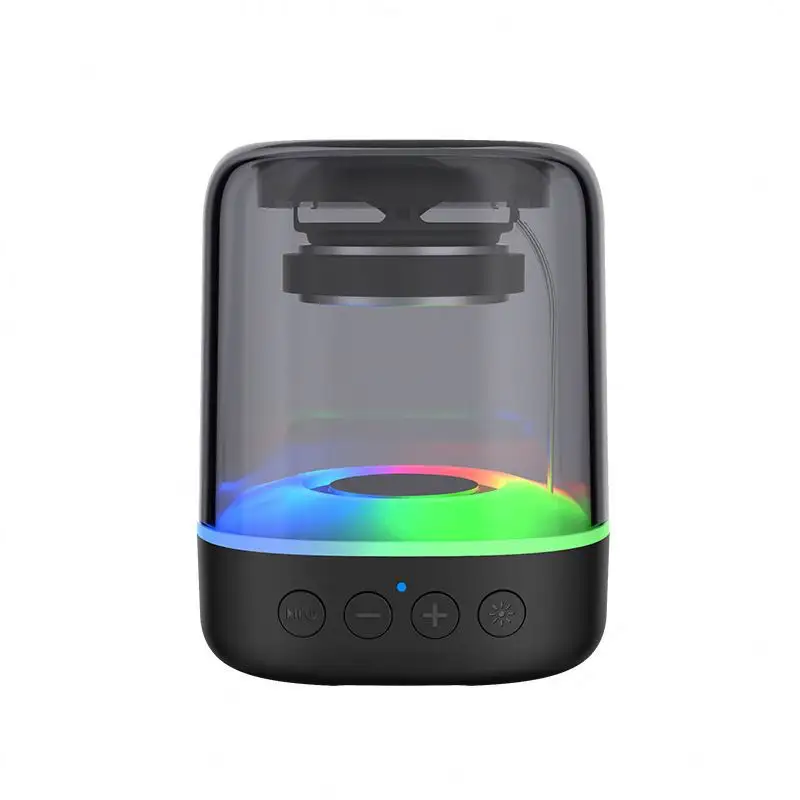 Transparante Rgb Led Lantaarn Mini Speaker Gloeiende High Power Desktop Subwoofer Draadloze Speaker