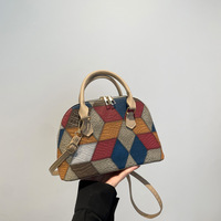 Nouveau Sac Bandoulière Femme 2025 en PU Personnalisé, Motif Géométrique, Fermeture Éclair, Porté Épaule ou Croisé