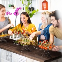 6 pièces de présentoirs de buffet réutilisables en acrylique, boîtes de présentation carrées en forme de cube avec base transparente