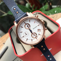 Jam Tangan Wanita Kronograf Kulit FS Terlaris Logo Kustom Jarum Bercahaya Tahan Air Jam Tangan Quartz Wanita